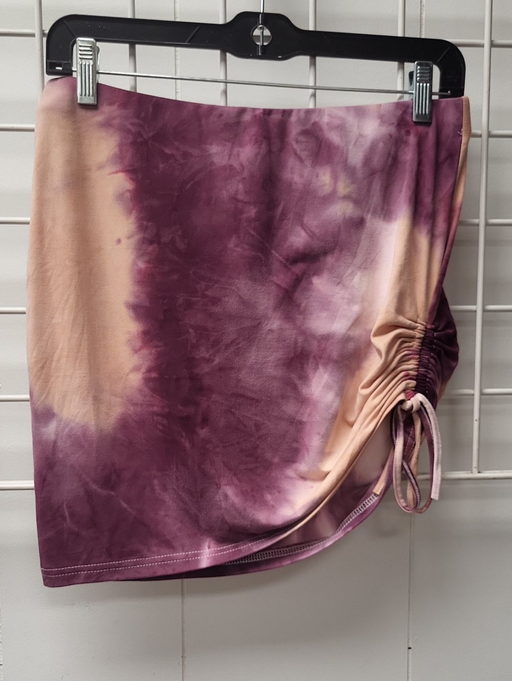Tie-Dye Ruched Mini Skirt - Purple & Peach, L